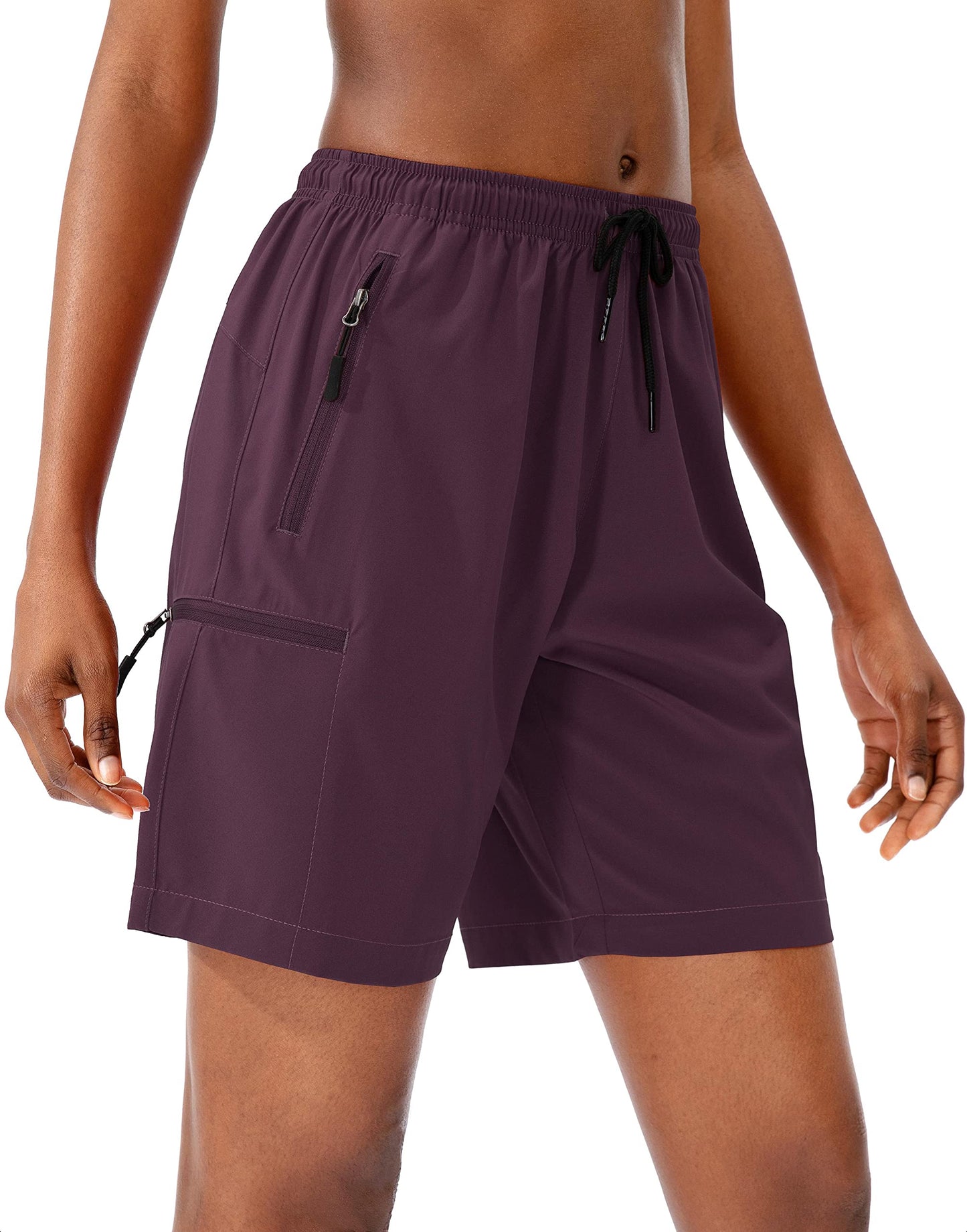 SANTINY Women's 5''/ 7''/9'' Hiking Cargo Shorts Quick Dry Lightweight Summer Shorts for Women Athletic Golf Zipper Pockets(Purple_XL)
