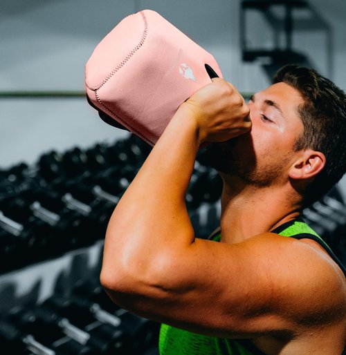 Rising Warrior Gallon Jug Sleeve | Insulated Neoprene Cover with Pockets |1 Gallon Water Jug Gym Gear Sleeve Fits Standard Gallon Jug | Gallon Water Bottle Holder w YKK Zipper (Powerful Pink)