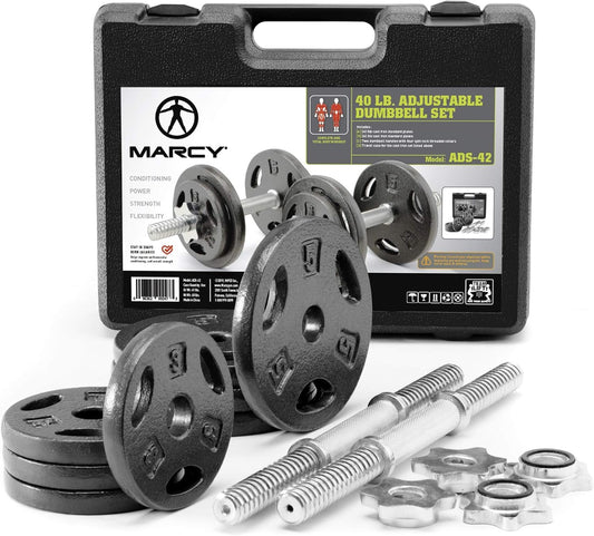 Adjustable 40 lbs Dumbbell Set with Collars for Home Gym - Strength Training & Bodybuilding