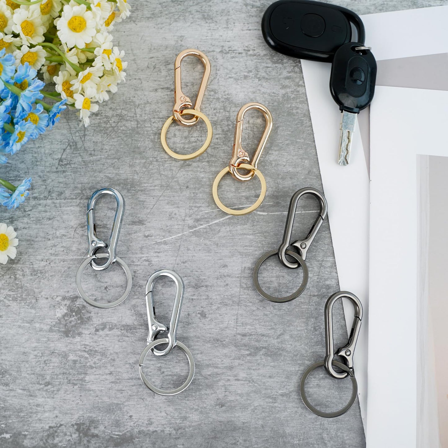 6 PCS Metal Keychain Carabiner Clip for Keys,Heavy Duty Key Rings for Car Keys, Key Chain Hooks Organizer,Key Ring Clips Holder for Men, Mini Carabiner Keychain Hook, Car Keychain for Purse Women