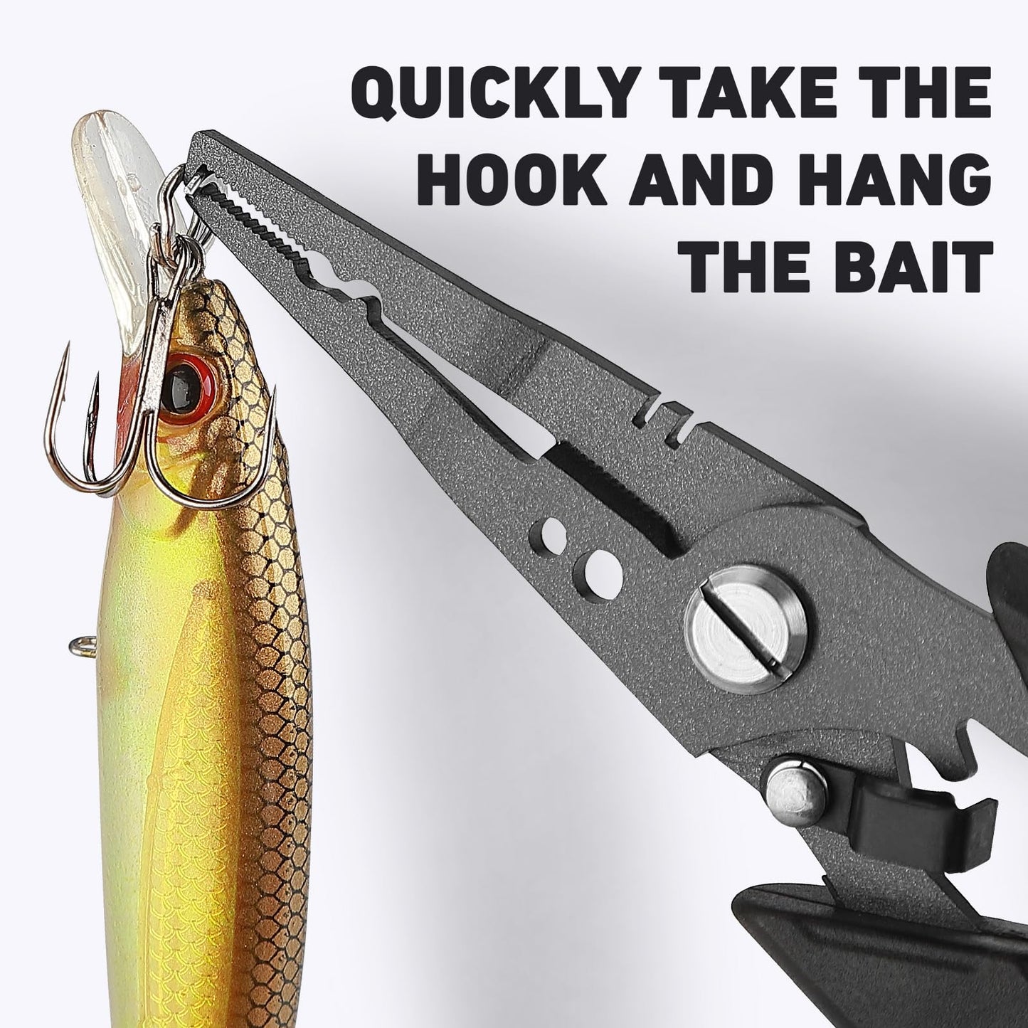 Golden J Teflon Fishing Pliers, Multi-Function Hook Remover-Split Ring Pliers, PE/Braided Line Cutter, Saltwater Resistant Fishing Gear, For Deep-Sea, Ice & Surf Fishing - Ideal for Anglers