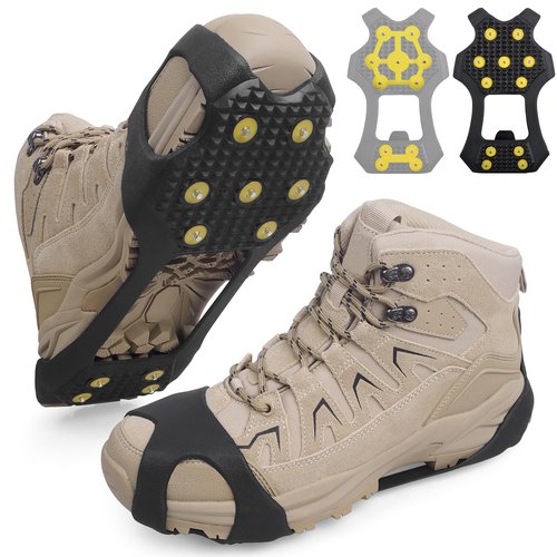 Ice Cleats Snow Traction Crampons for Shoes and Boots,11-Stud Ice Cleats Walking Traction Grips Anti-Slip Ice Snow Grippers Over Shoe for Women Men Walking on Snow and Ice XLarge