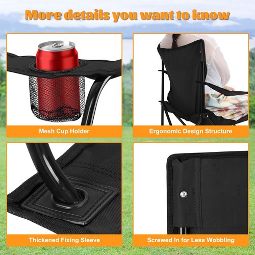 HaSteeL Camping Chairs 4 Pack, Oversized Folding Chair with Cup Holders for Adults, Portable Chair & Carry Bag for Outdoor Backyard, Beach, Lawn, Patio, Picnic, Fishing, Oxford Fabric & Heavy Duty