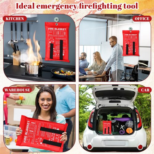 Wiwiqing 10 Pack Fire Blankets - Bulk Emergency Flame Retardant Fiberglass Fire Suppression Blankets - Fireproof Survival Safety Cover for Home, Kitchen, Camping, Car, Office, Warehouse - 39 x 39 Inch