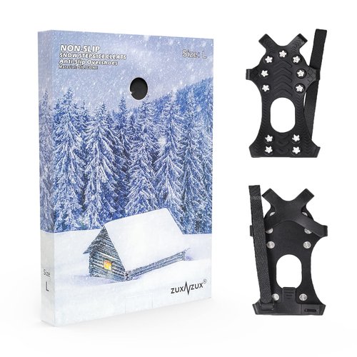 ZUXNZUX Crampons, Ice Cleats for Shoes and Boots, Silicone Stainless Steel Grippers Shoe Spikes Grips Traction for Snow, Winter Hiking Climbing Ice Fishing