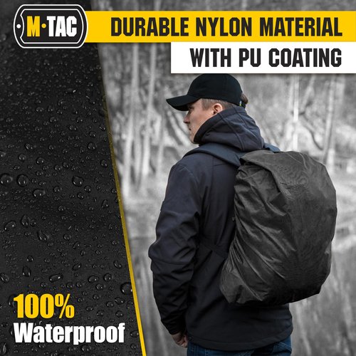 M-Tac Backpack Rain Cover Waterproof - Bag Rain Cover 50-60L - for Hiking Travel Camping Military (Black, Large)