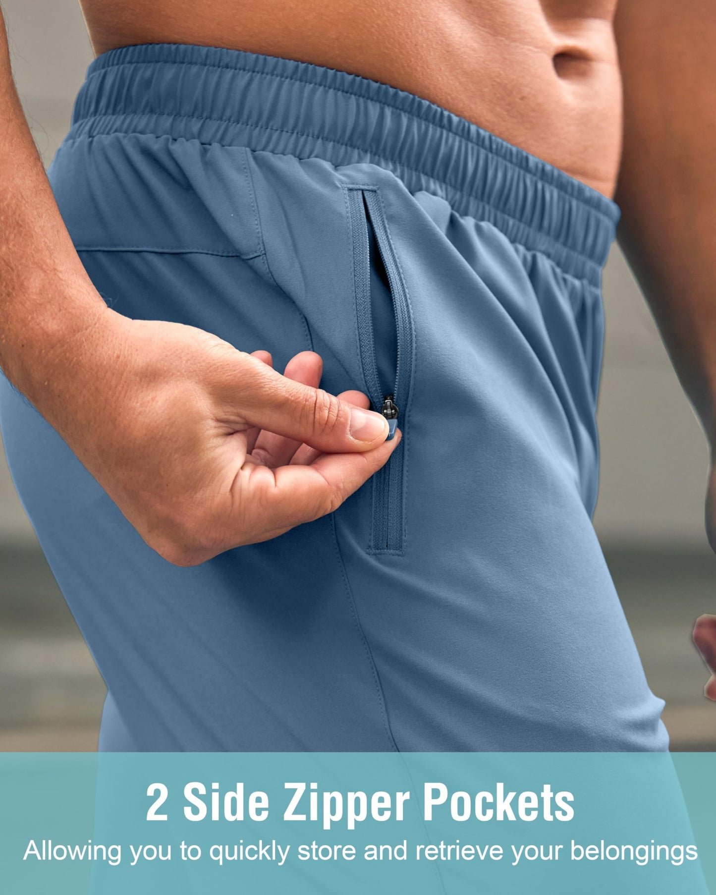 G Gradual Men's Athletic Running Shorts with Zipper Pockets Quick Dry 7"/ 5"/ 9" Workout Gym Shorts for Basketball Hiking(Federalblue,7XL)