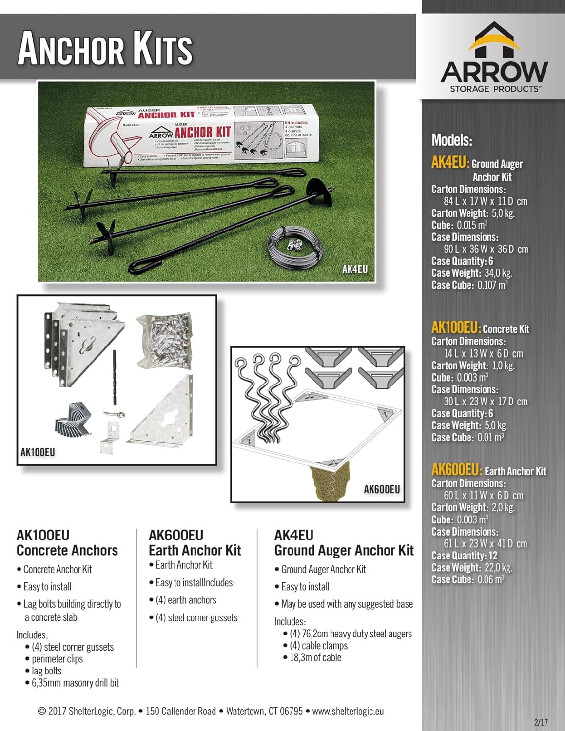 Arrow Shed AK600 Earth Anchor Kit, Steel-stainless