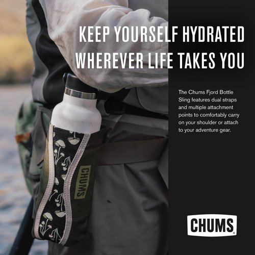 Chums Fjord Bottle Elastic Sling Bag – Adjustable Nylon and Polyester Tactical Tote for Water Bottles and Flasks (Fireside)