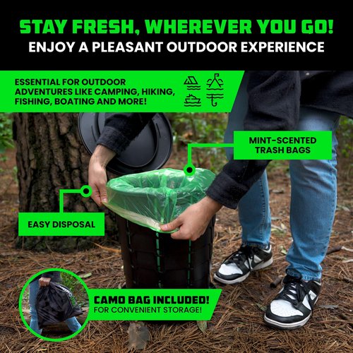 Rhino USA XL Portable Toilet for Camping (400lbs Capacity) Retractable Portable Toilet for Adults & Kids with Adjustable Height (4-16 Inches) Collapsible Portable Potty Camping Toilet for Camp/Car