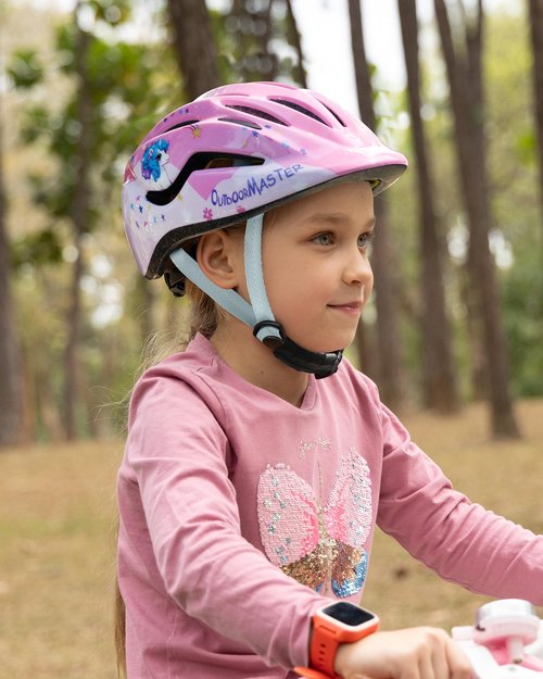 OutdoorMaster MIPS Kids Bike Helmet - Panther Jr. Toddler Helmet - Adjustable, Lightweight and Certified Kids Helmet - MIPS Bicycle Helmet for Kids Ages 5-13 - Pink Unicorn
