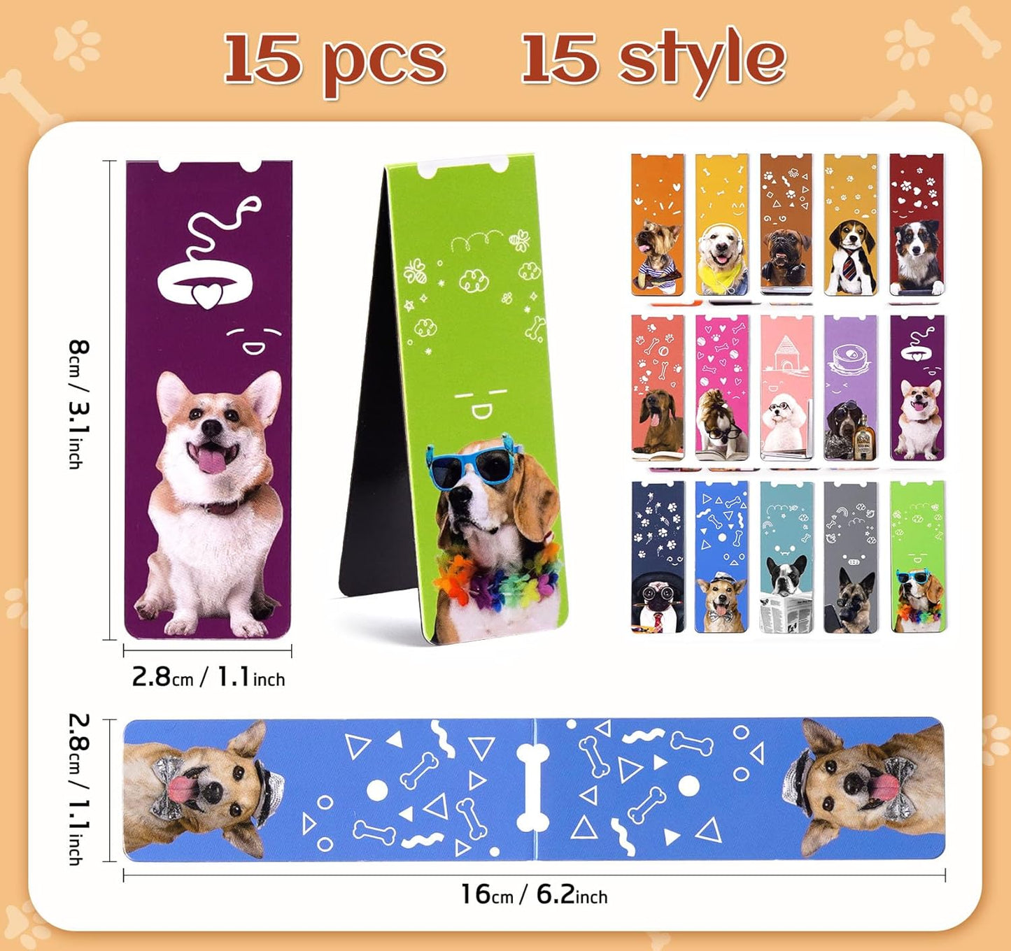 Magnetic Bookmarks 14Pcs Book Mark 3.1’‘ Page Magnetic Markers with Magnet Book Markers Page Clip for Students Teachers School Home Office Reading Supplies