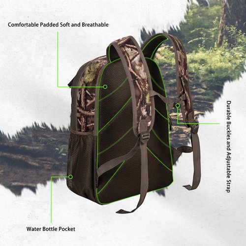 OUUTMEE Hunting Backpack, Camo Outdoor Hunting Pack for Bow or Rifle with Holder for Hunting, Camping, Hiking