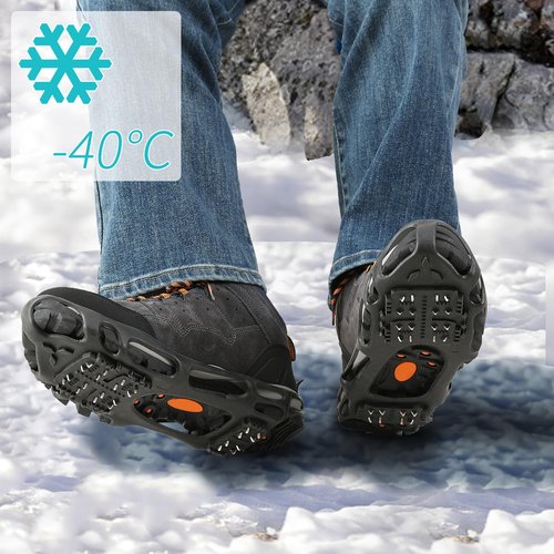 Ice Snow Grips, Anti Slip Winter Ice Grippers Universal Slip-on Stretch Fit Snow & Ice Spikes Traction Cleats Crampons