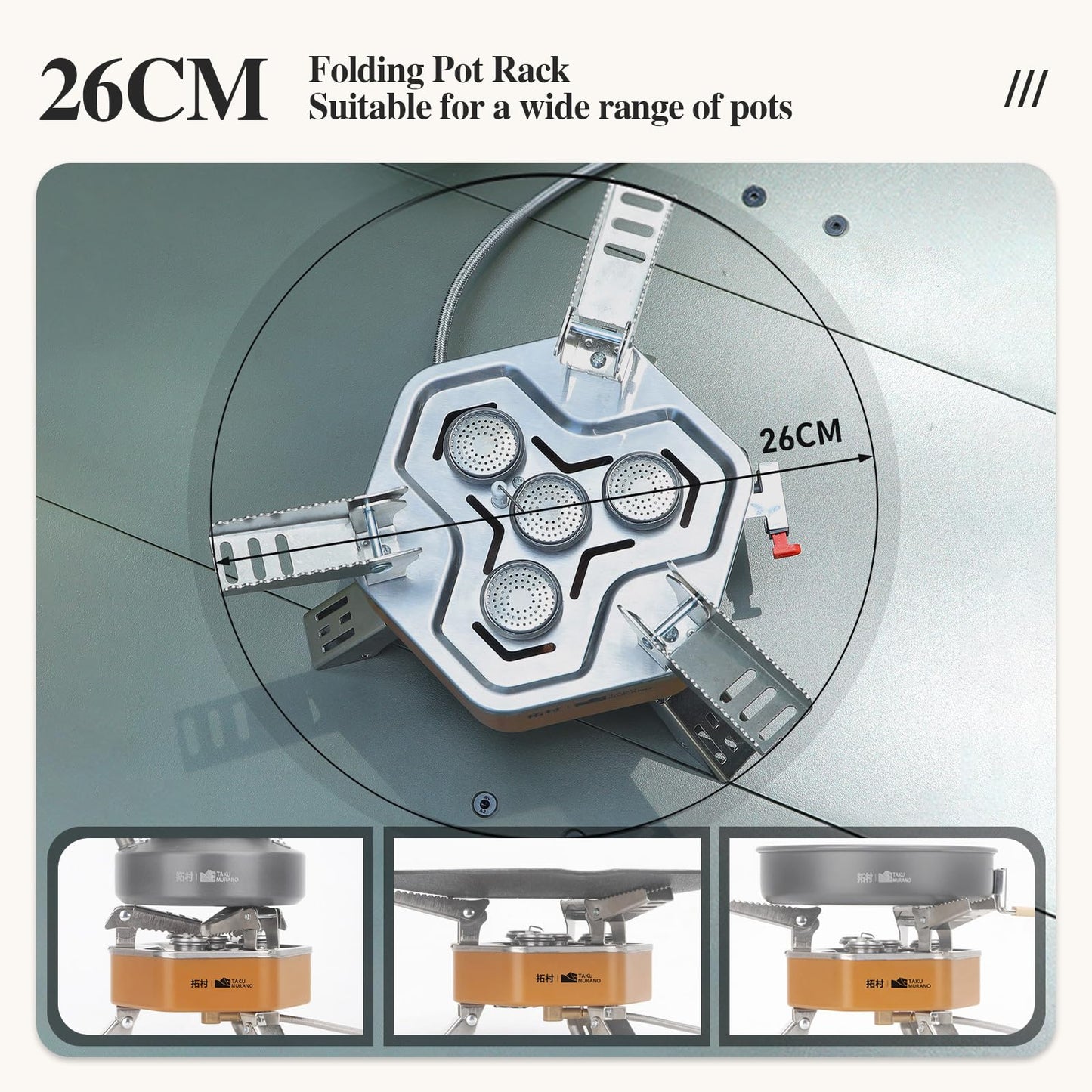 AIROKA 12800W Collapsible Portable Butane Camping Stove with Carrying Case,Electronic Ignition,Mini Stove for Outdoor Camping, Hiking, Hiking and Picnicking (Dark brown)