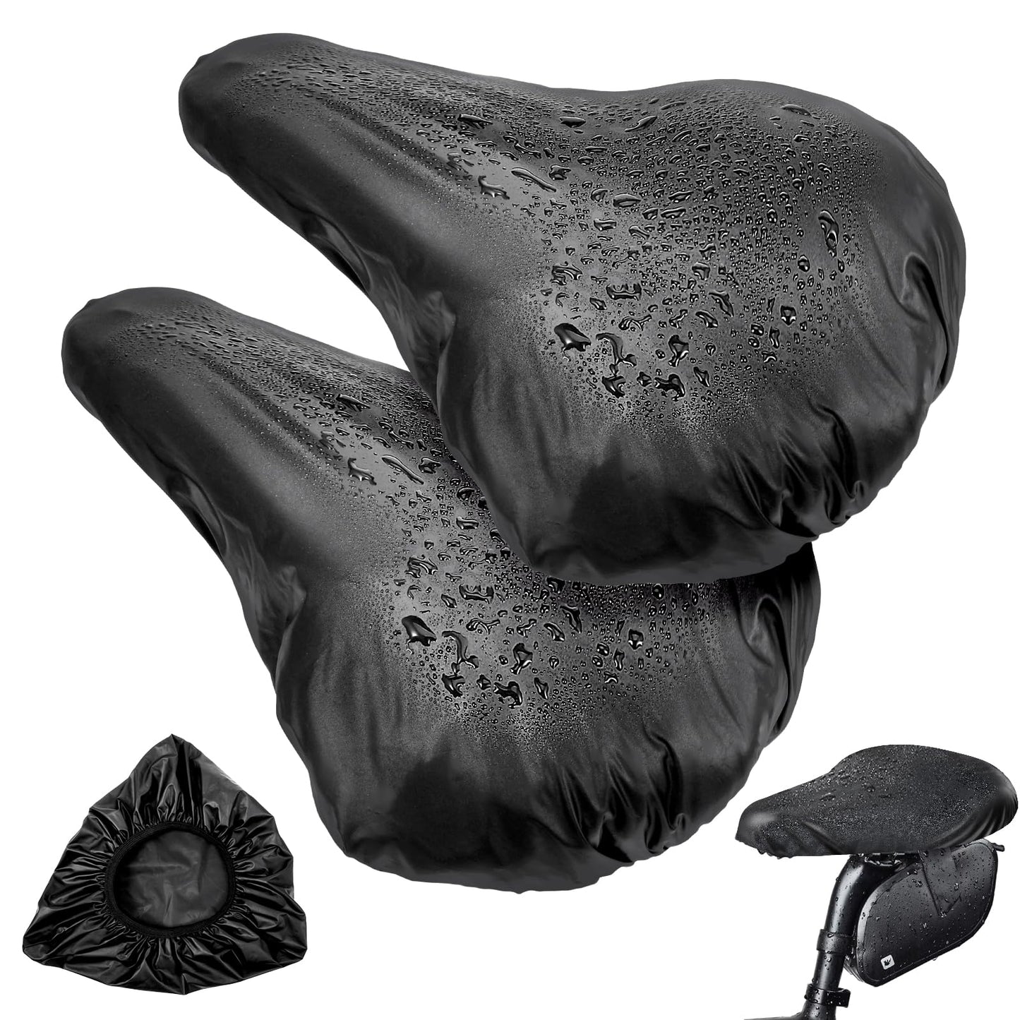 GEEHUA Bike Seat Covers, 2Pcs Waterproof Bicycle Seat Cover Bicycle Saddle Rain Dust Cover with Elastic Bike Seat Sun Dust Protector Washable Bike Seat Cushion Cover for Women Men City Mountain