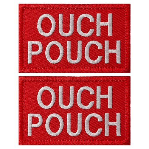 ZESION Ouch Pouch Patch, First Aid Morable Patch Perfect for Tactical IFAK, Tactical Hook and Loop EMT Patches 2 Packs for IFAK Plate Carrier Backpacks/Red