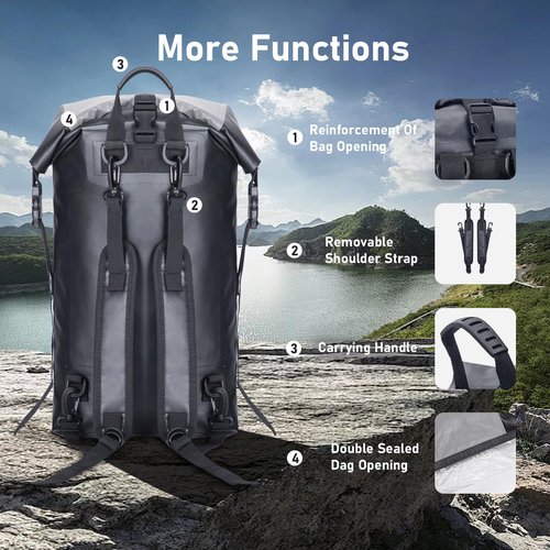 iculbag Dry Bags for Kayaking Waterproof Backpack for Women Men Waterproof Bag For Kayaking Boating Beach Travel Dry Bag Gray 20L