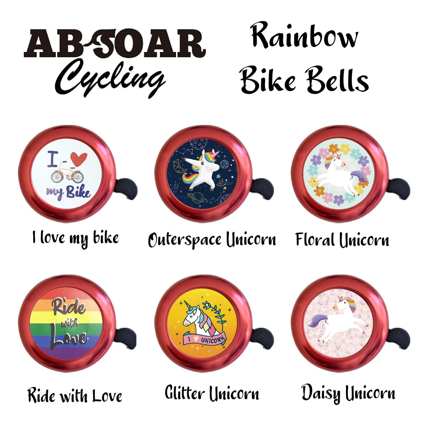 ABSOAR Cycling Unicorn Bike Bell for Kids Adults Scooter City Mountain MTB Flowers Floral Unicorn (Green)
