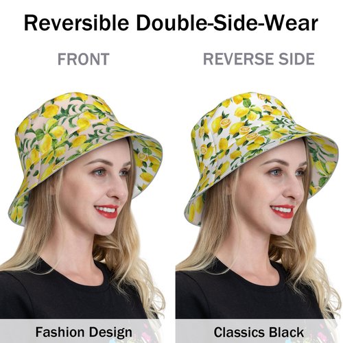 Siarnew Unisex Fashion Bucket Hat for Women Men, Summer Outdoor Sun UV Protection Casual Fisherman Cap Lemon