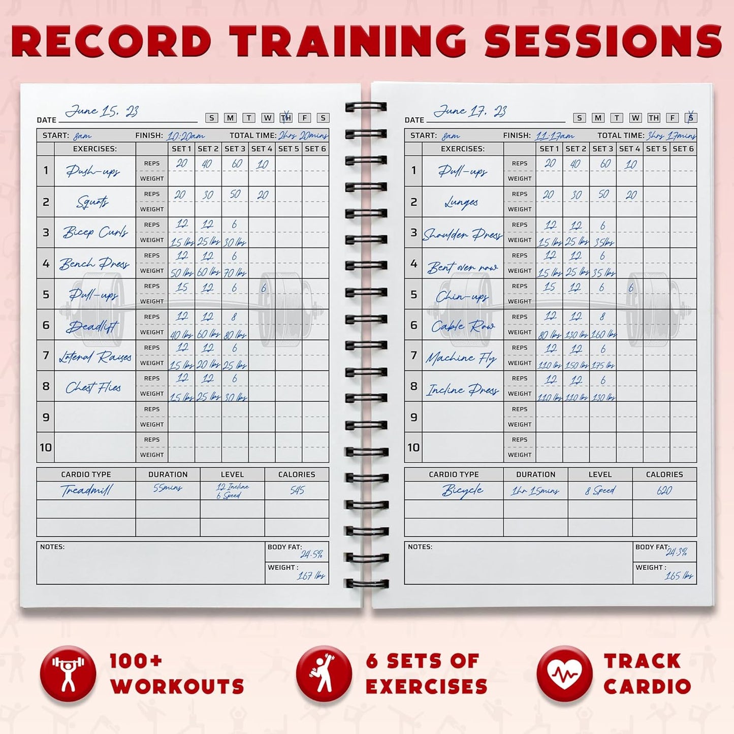 Workout Planner for Daily Fitness Tracking & Goals Setting - A5 Size, 6” x 8”, Charcoal Gray - Men & Women Personal Home & Gym Training Diary - Log Book Journal - by Workout Log Gym