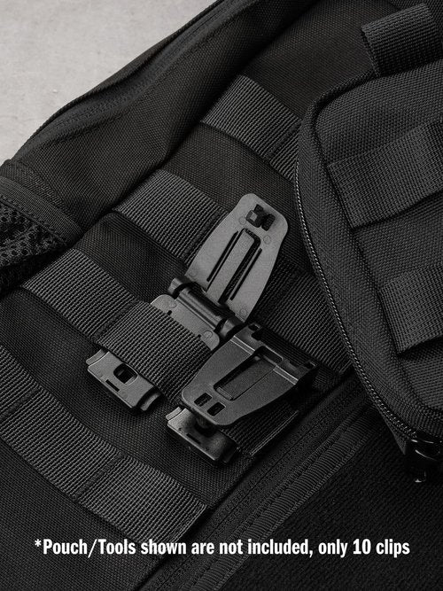 VIPERADE VAB2 10 Pack Multipurpose Molle Clip for 1" Molle Webbing, Web Dominator Buckle, Tactical Molle Strap Management for MOLLE Webbing Attachment Backpacks/Pouch/Bag (Black)