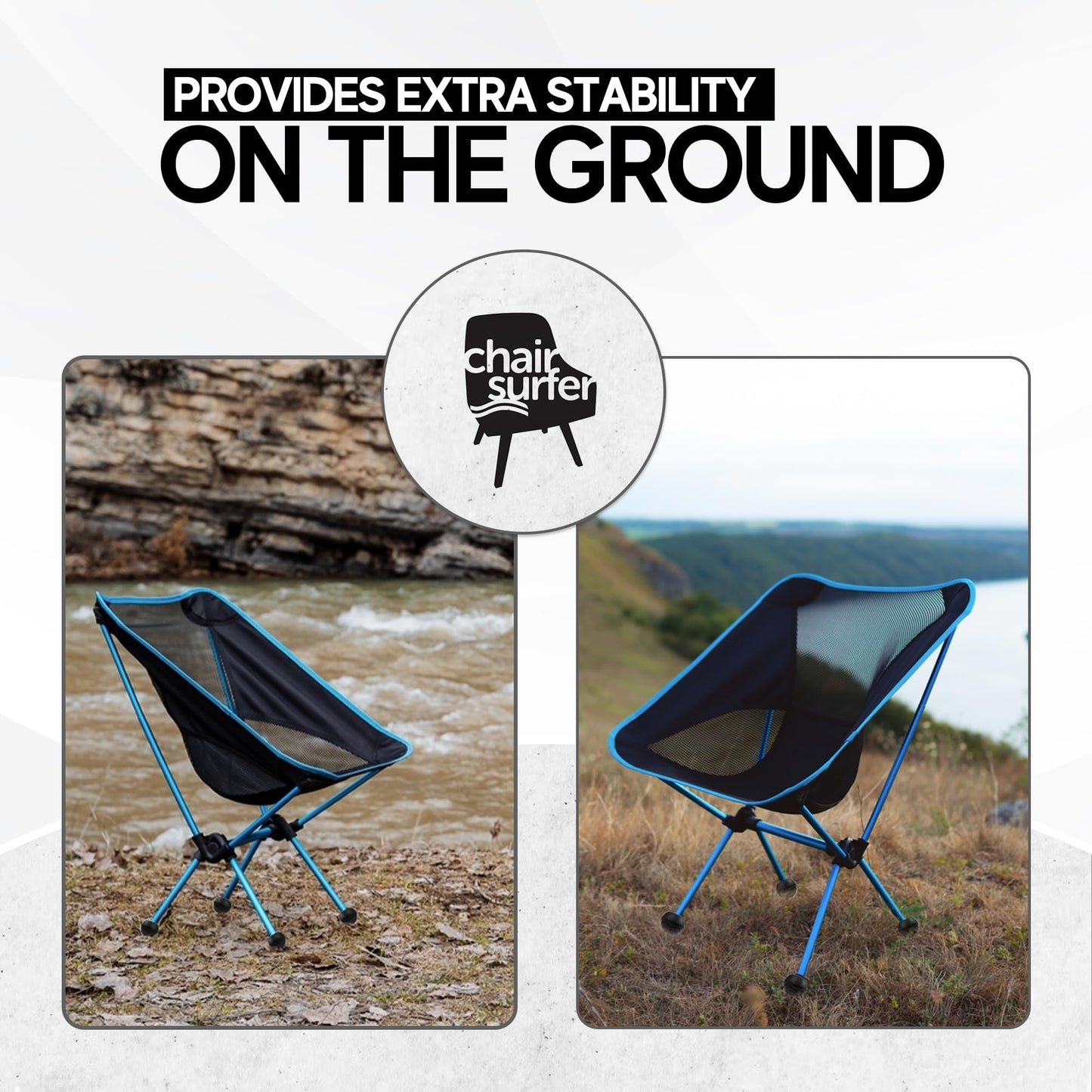 Stabilizing Rubber Ball Feet for Helinox Camping Chair - Durable Outdoor Chair Leg Cap, Help Stability on Rugged and Uneven Surfaces (Black, 45mm)