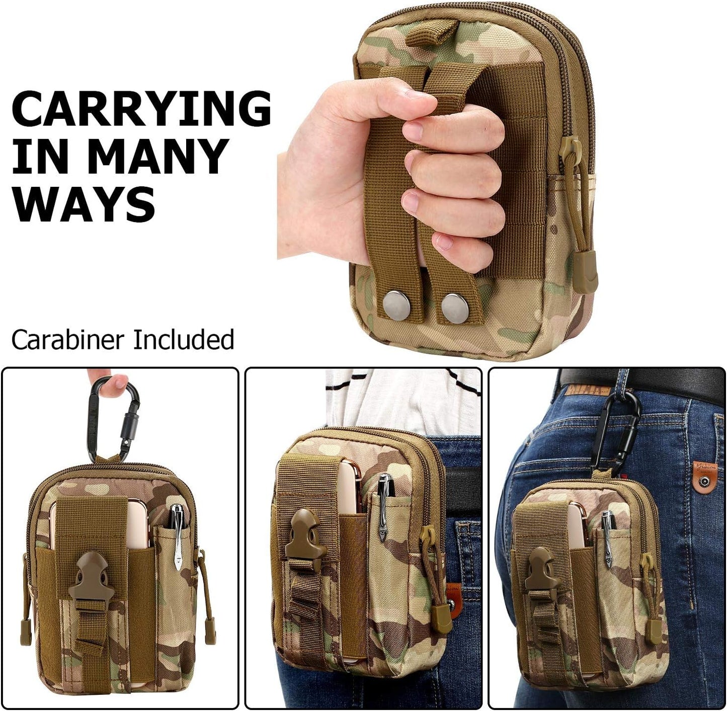 Tactical Waist Pouch EDC Molle Waist Bag Belt Phone Pouch Holster Purse Carrying Pouch for Smartphone, Tools