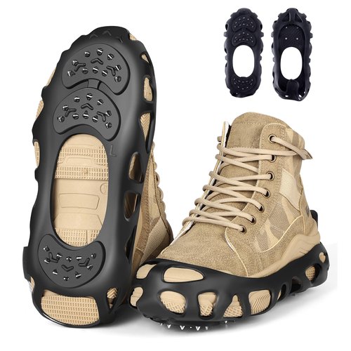 Ice Cleats, Ice Cleats for Shoes and Boots, Crampons for Shoes with 30 Spikes Anti Slip Snow Shoes(Large)