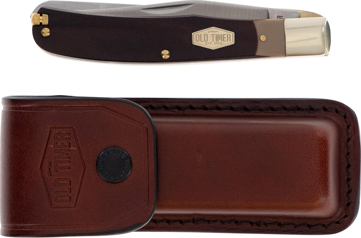 Old Timer 97OT Buzzsaw Trapper 7.8in S.S. Traditional Folding Knife with 3.7in Clip Point Blade and Sawcut Handle for Outdoor, Hunting, Camping and EDC