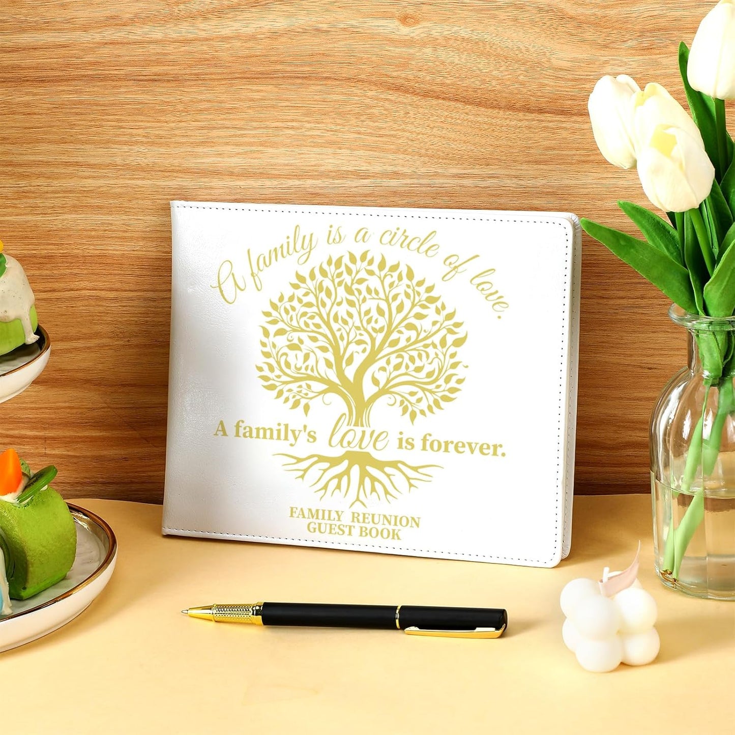 Patelai Family Reunion Party Favors Decorations Family Reunion Guest Book Sign in Good Tree Guest Book Gathering Decorations with Pen, 112 Pages(Trendy)