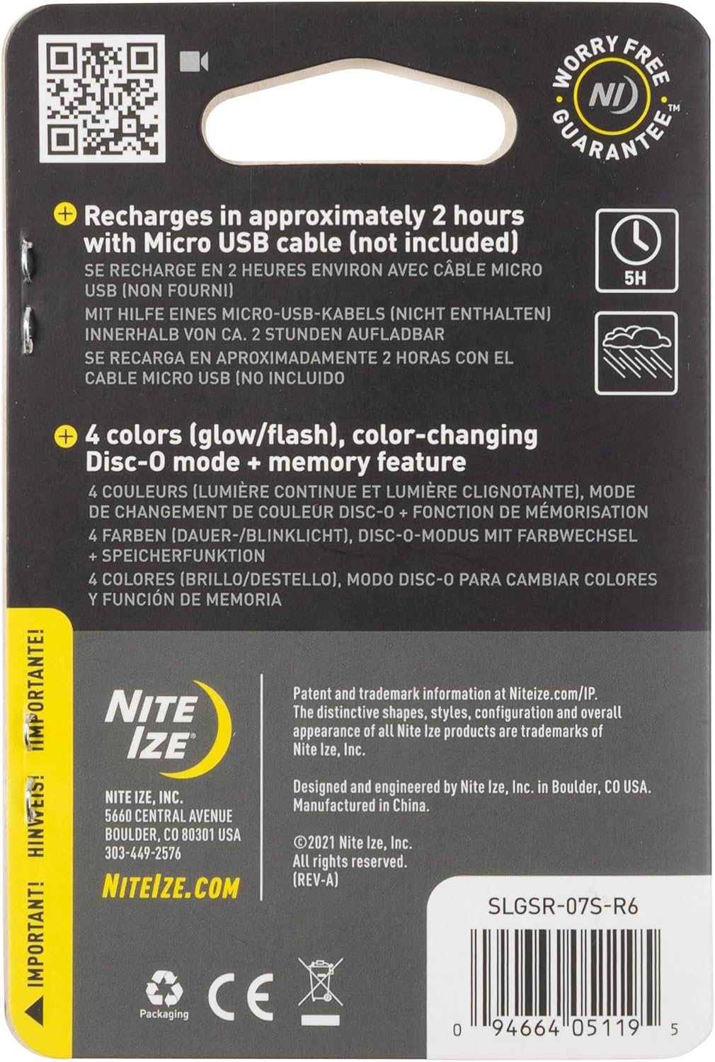 Nite Ize SpotLit XL Rechargeable Carabiner Light - Carabiner Keychain Clip with LED Light - Clip Color-Changing Light for Collars or Keys - Disc-O Select