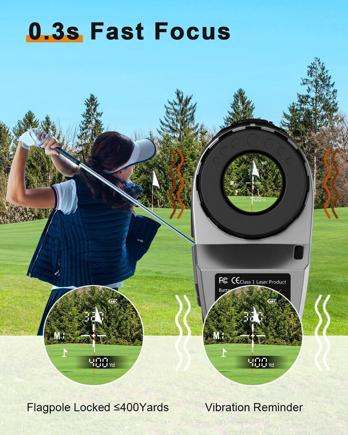 Golf Rangefinder 650/1200/1700 Yards Range Finder Golfing 6X Magnification 0.5 Yard Accuracy Flag Pin Lock Vibration Fast Focus