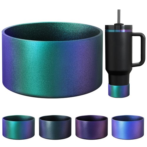 VIKIZUES Chameleon Gradient Matte Luster Silicone Boot, Compatible with Stanley Tumblers 20-40oz and 12-24oz Water Bottles with 2.8-3in Base, Anti-Slip Glitter Bottom Protector (Jungle Green)