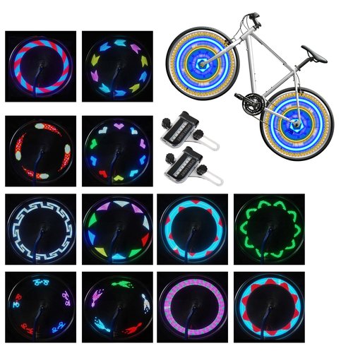 Bike Wheel Lights - LED Waterproof Bicycle Spoke Tire Light with 32-LED and 32pcs Changes Patterns Bicycle Rim Lights for Mountain Bike/Road Bikes/BMX Bike/Hybrid Bike
