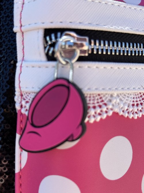 Loungefly Minnie Mouse Sequin Mini Backpack, Polka Dots, Cosplay, 8.5 x 11 x 4.5 inches, Faux Leather, Black
