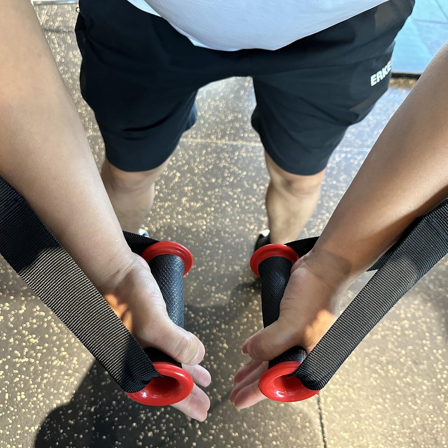 Exercise Handles for Resistance Bands & Cable Machines – Heavy-Duty Non-Slip Padded Grips for Strength Training, Home Gym, and Rehabilitation (Red)