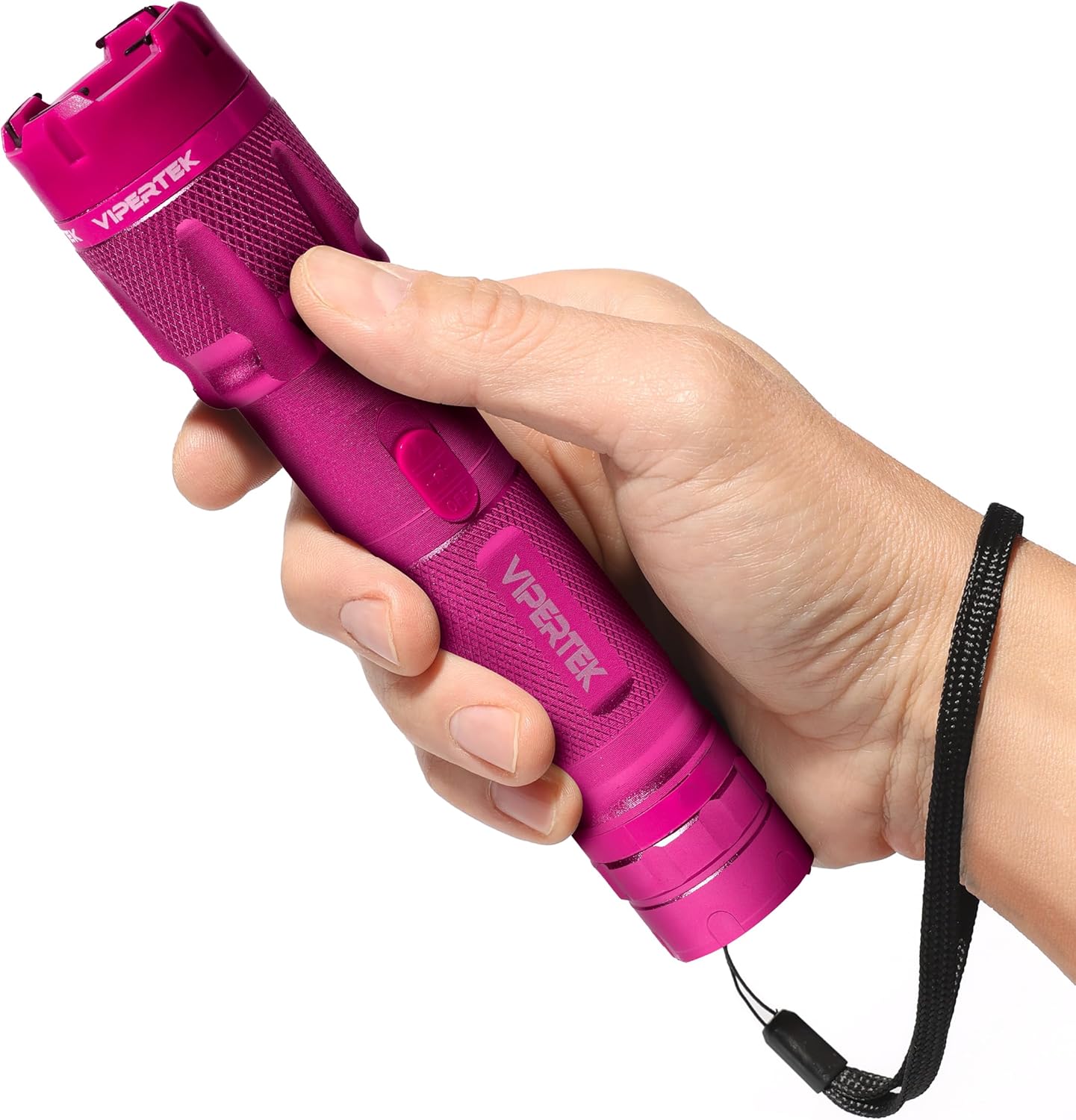 VIPERTEK VTS-T03 Aluminum Stun Gun for Self Defense Rechargeable with LED Flashlight, Pink