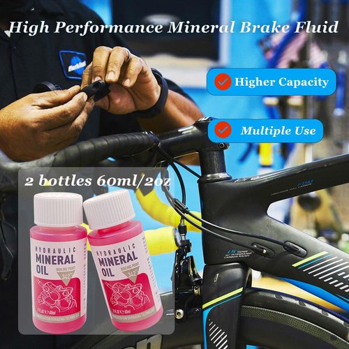 Brake Bleed Kit for SHIMANO, TEKTRO, TRP Hydraulic Disc Brakes, Brake Fluid Bleeder Kit with Performance Mineral Oil Brake Fluid 120ml/4oz, Adapters for Most MTB/Road Bike Brake (Upgraded)