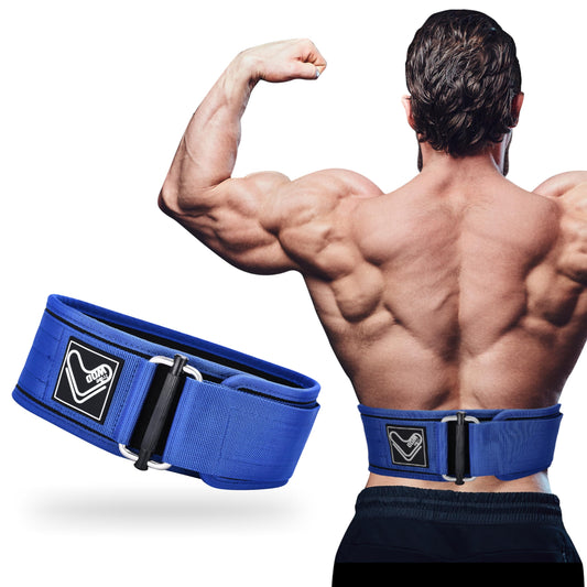 Tribe WOD Self-Locking Weight Lifting Belt - Olympic Powerlifting Gym Belt for Stability & Intra-Abdominal Pressure Control - Ideal for Squats, Deadlifts, Heavy Workouts - 3.9Lx35.4Wx0.78H in - Blue