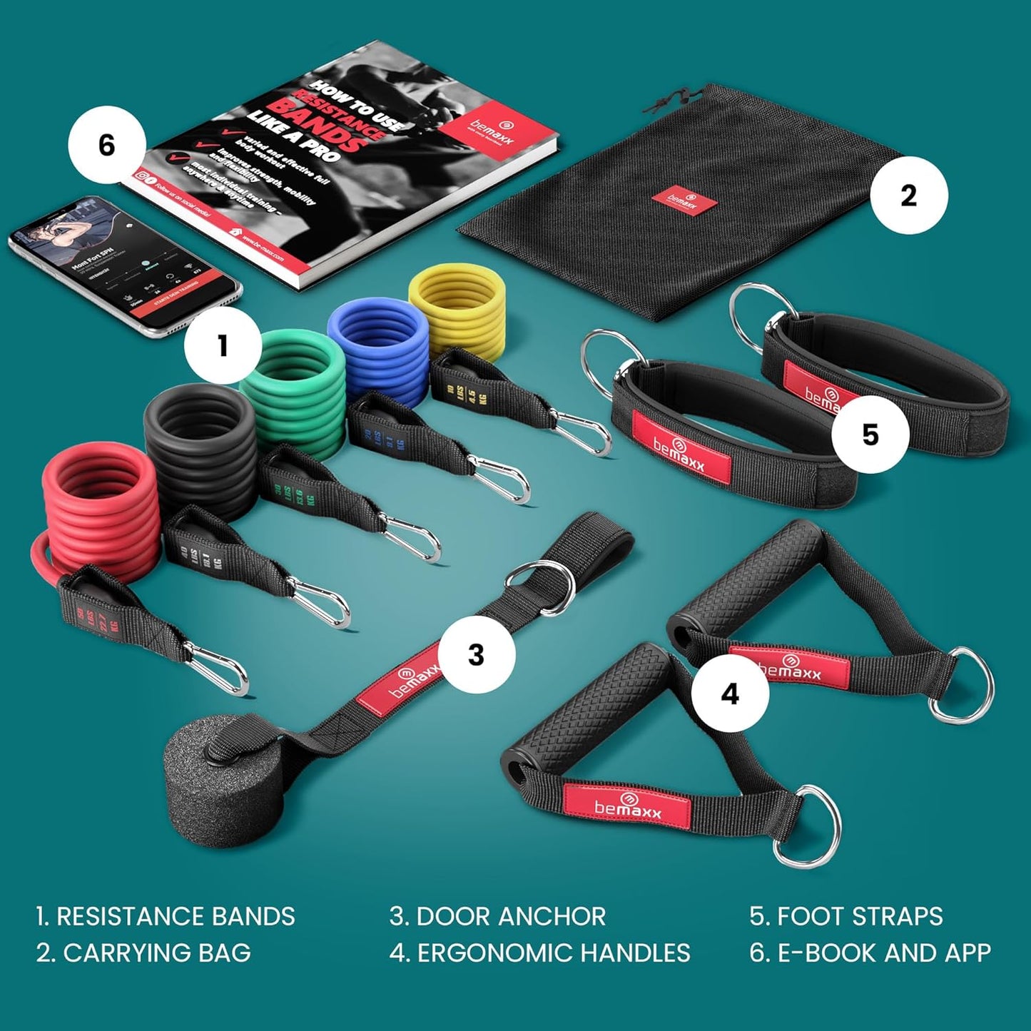 Premium Resistance Bands Set with Handles & Door Anchor - Full Body Workout for Men & Women