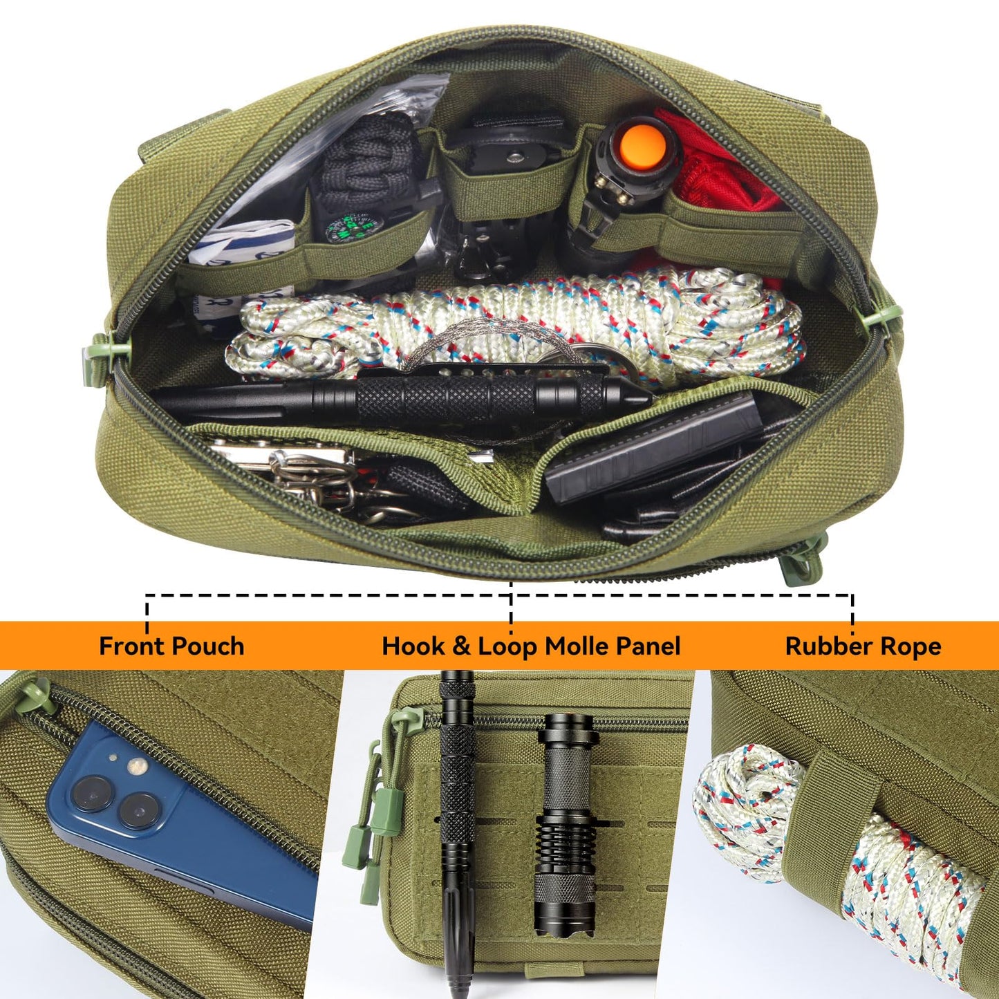 HAYUNEVER Tactical Molle Admin Pouch, Utility EDC Tool Pouch Waist Pack for Vest Battle Belt Accessory Bag