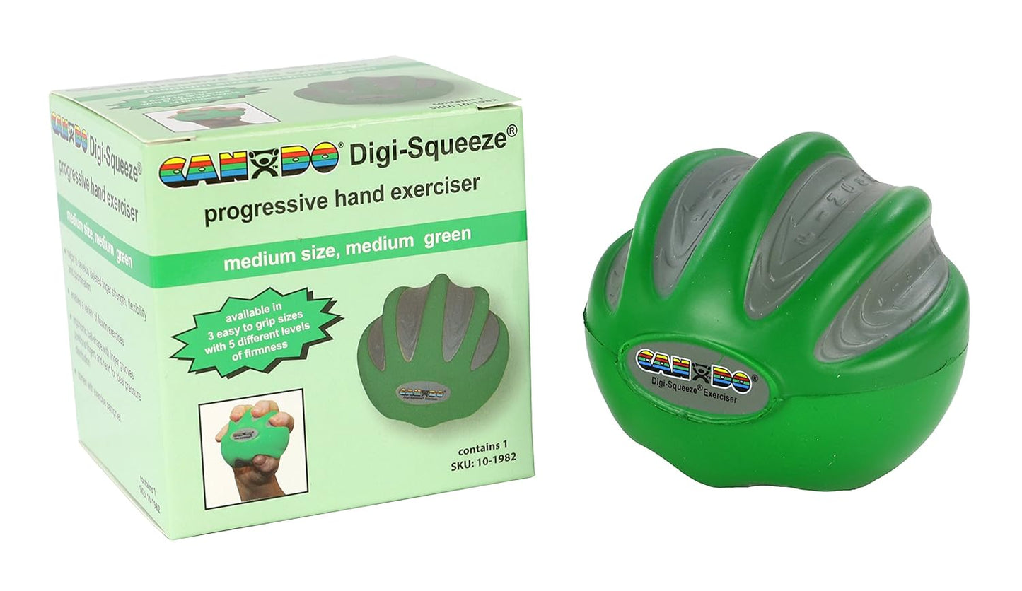FEI 10-1982 Eif CanDo Digi-Squeeze Hand Exerciser, Green, Medium