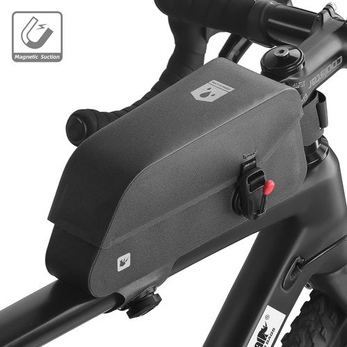 Rhinowalk Bike Top Tube Bag Bike Frame Bag with Magnetic Flap Fully Waterproof and Stable Bicycle Frame Bag Bicycle Bag Professional Cycling Accessories for Mountain Road Bike-Black