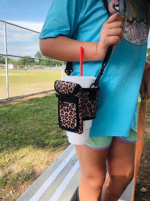 Drink Handlers Around Drink Wrap with Pocket Purse - Versatile Water Bottle Holder with Strap, Ideal for Gym, Travel, Running - 30-40oz Tumbler, Carrier Bag, Football