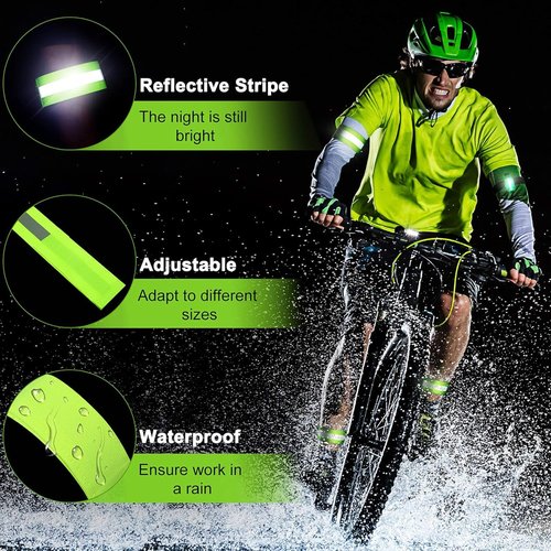 Reflective Vest & Belt Safety Set (4-Piece) – High-Visibility Adjustable Elastic Vest, 360° Glow Belt & 2 Reflective Armbands – Running, Cycling, Walking, Jogging, Outdoor Work
