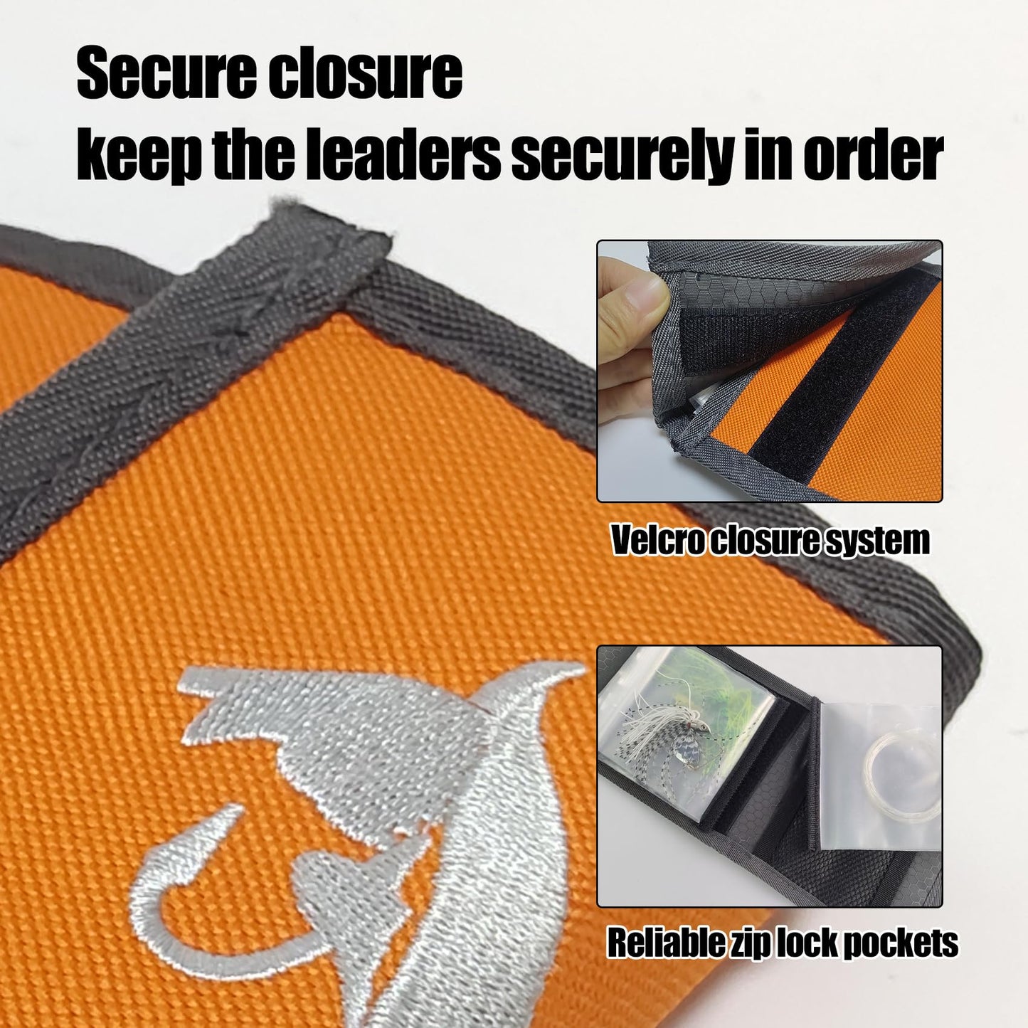 Aventik 10 Pocket Fishing Tackle Binder - Fly Fishing Leader Tippet Line Wallet Case - Great for Pre-Tied Carp and Catfish Rigs (2PACK - Orange+Blue)