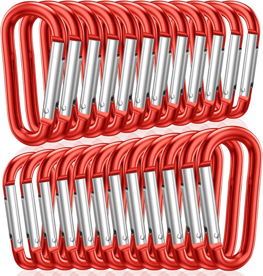 STURME 2" Aluminum D Ring Carabiners Clip D Shape Spring Loaded Gate Small Keychain Carabiner Clip Set Outdoor Camping Mini Lock Snap Hooks Spring Link Key Chain Durable Improved 24 PCS