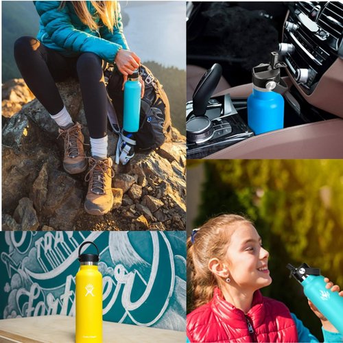 Straw Lid for Hydroflask, Lids with Straw for Hydro Flask 18 21 24 oz Standard Mouth, Replacement Sport Cap for HydroFlask Top Lid with Flexible Handle, Sport Water Bottle Cap Accessories, Black
