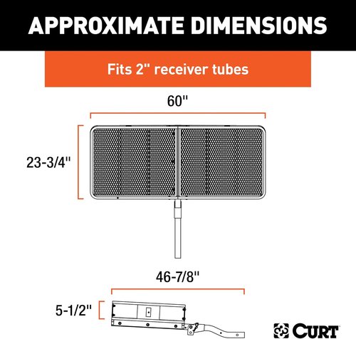 CURT 60x24 Inch Cargo Carrier - Heavy-Duty Black Steel Hitch Basket, 500 lbs Capacity